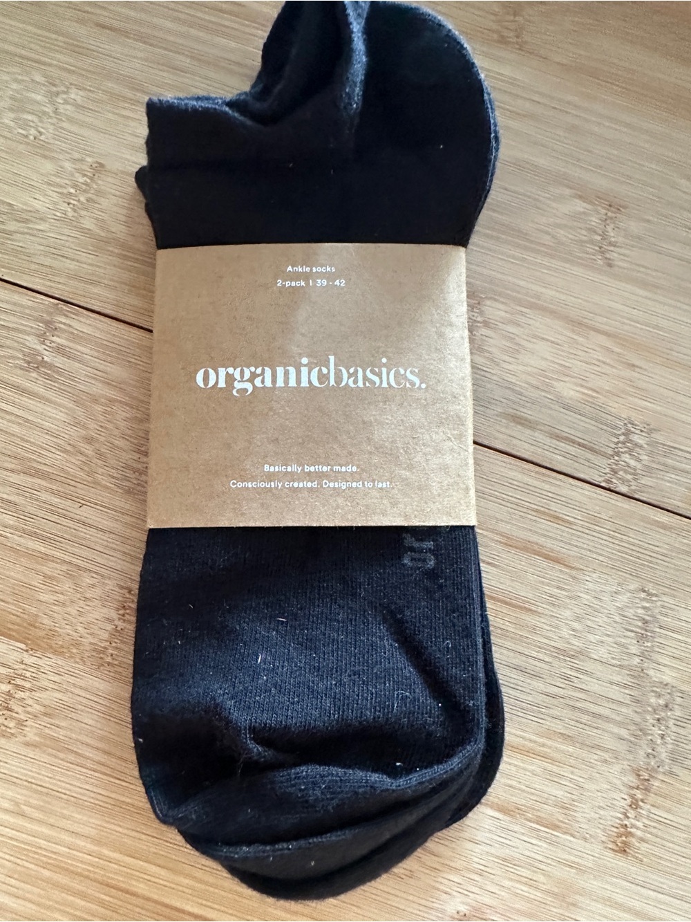 Organic Basics Black Ankle Socks Men’s Black - 2 Pair (39-42)